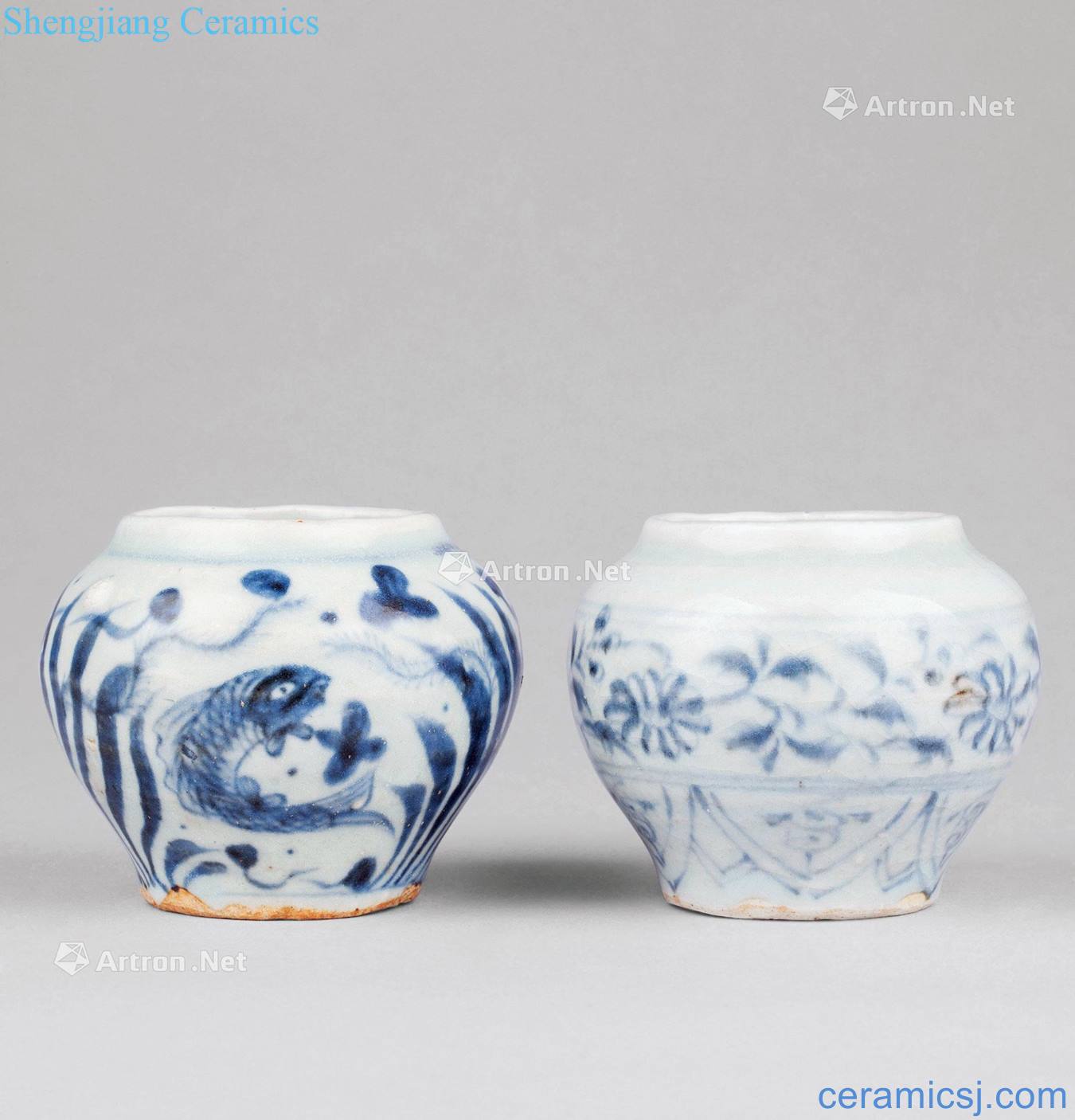 The yuan dynasty Blue and white flower fish algae lines can of two things (group a)