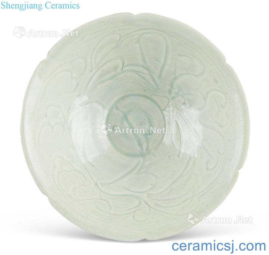The song dynasty shadow blue carved flowers green-splashed bowls