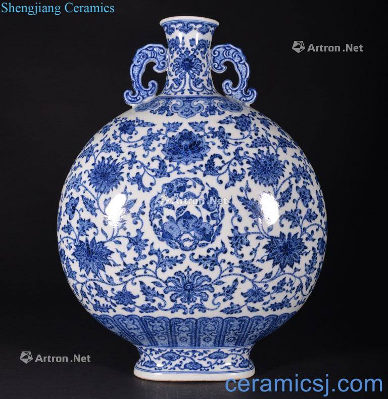 The Qing Dynasty A LARGE BLUE AND WHITE MOONFLASK