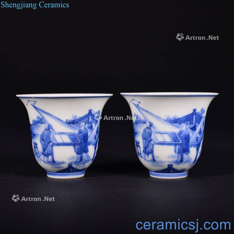 The Qing Dynasty A PAIR OF BLUE AND WHITE CUPS