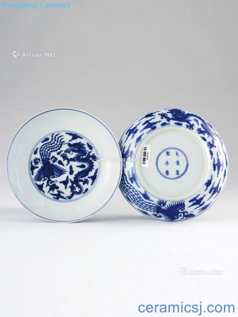 The qing emperor kangxi Blue and white longfeng plate (a)