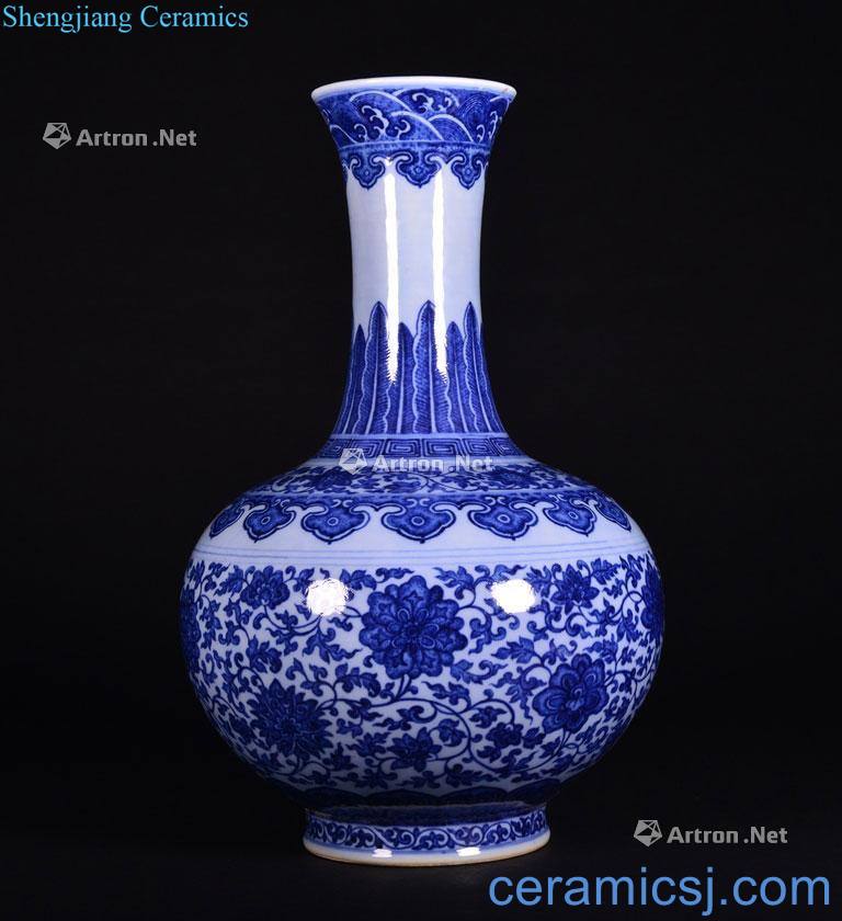 The Qing Dynasty A BLUE - GROUND AND BLUE - WHITE BOTTLE VASE