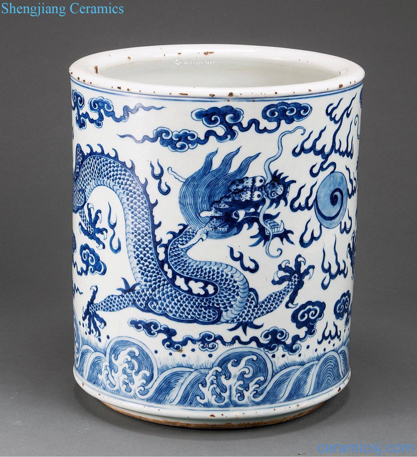 qing Light blue and white dragon WenXiangLu
