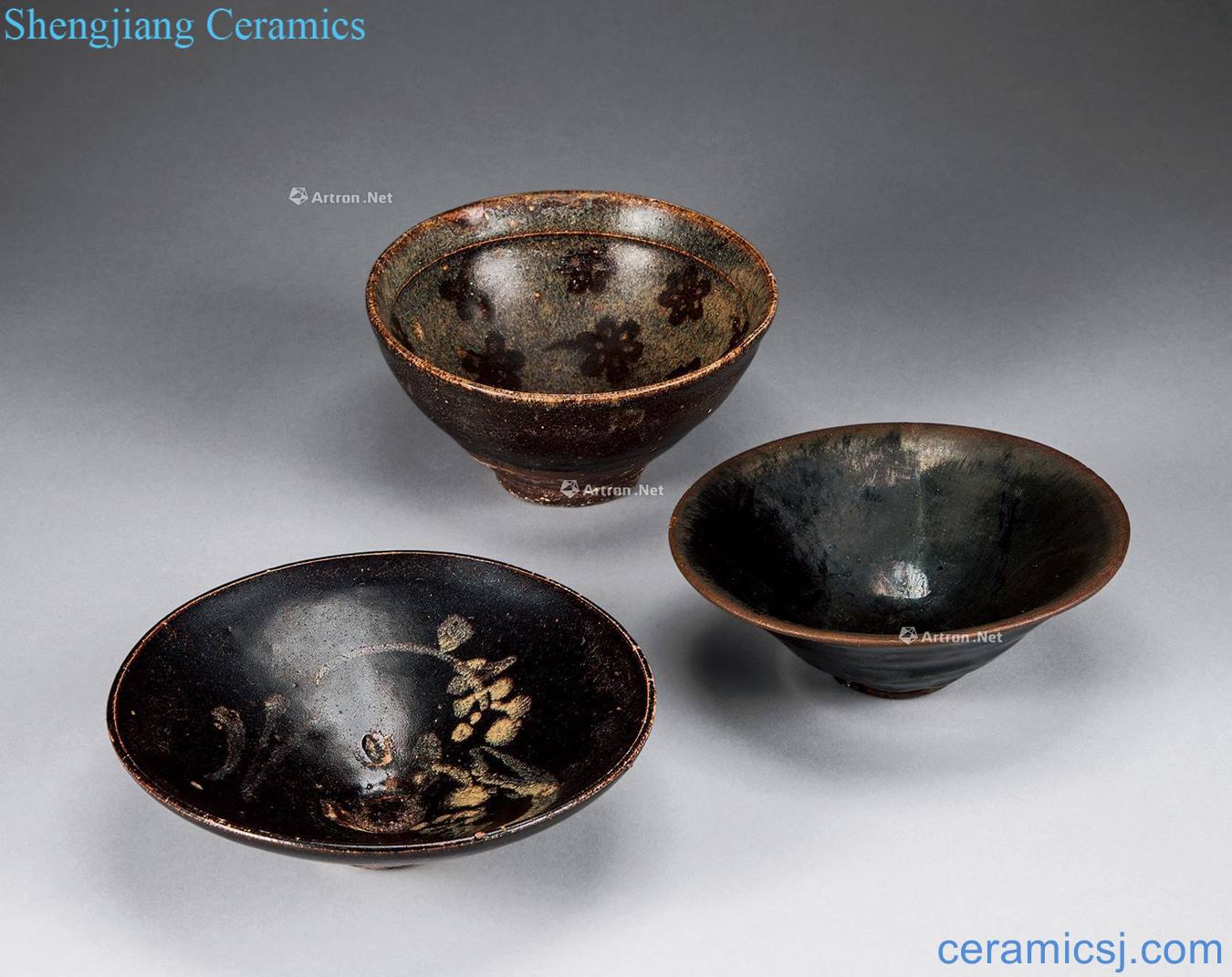 To build kilns temmoku hat to bowl, jizhou kiln plum flower bowl, jizhou kiln plants green-splashed bowls