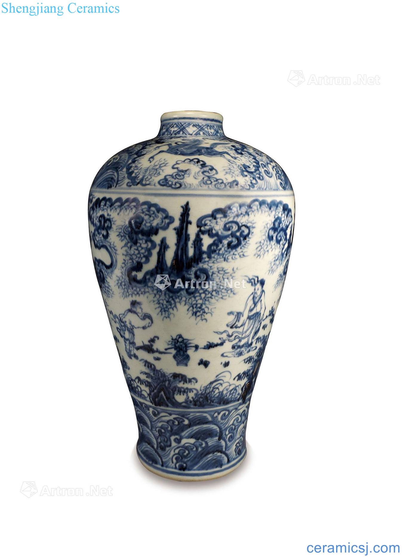Ming blank period Blue cross figure bottles