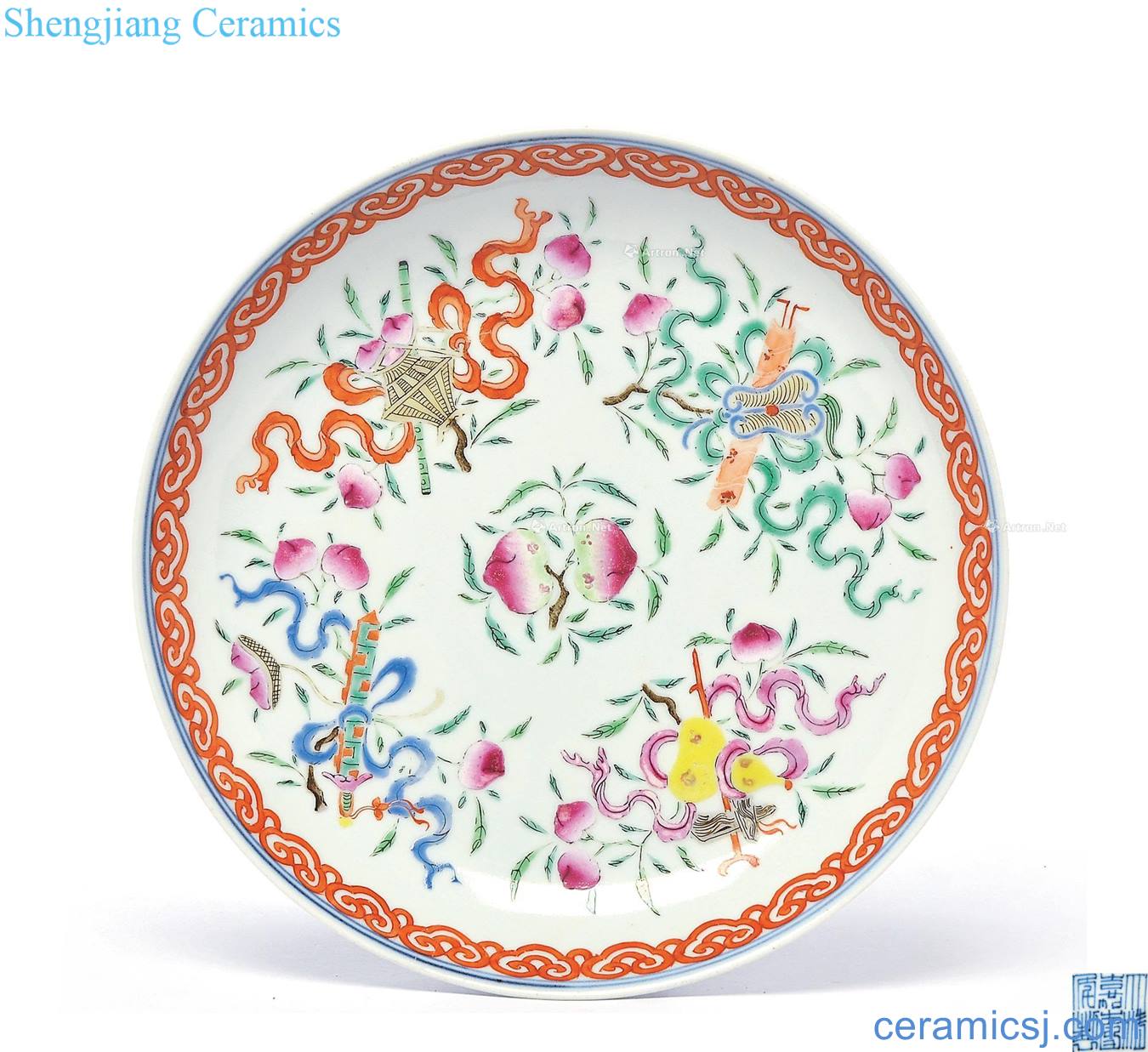 Qing jiaqing pastel auspicious pattern plate