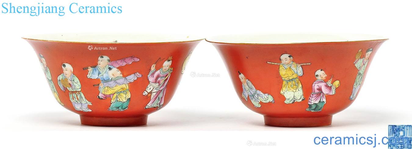 Qing coral red enamel YingXiWen bowl (a)