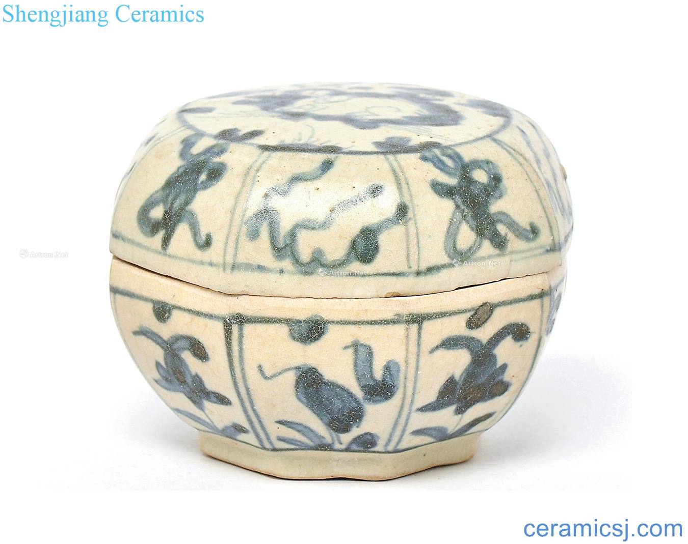 Ming Blue and white flowers lines cover box