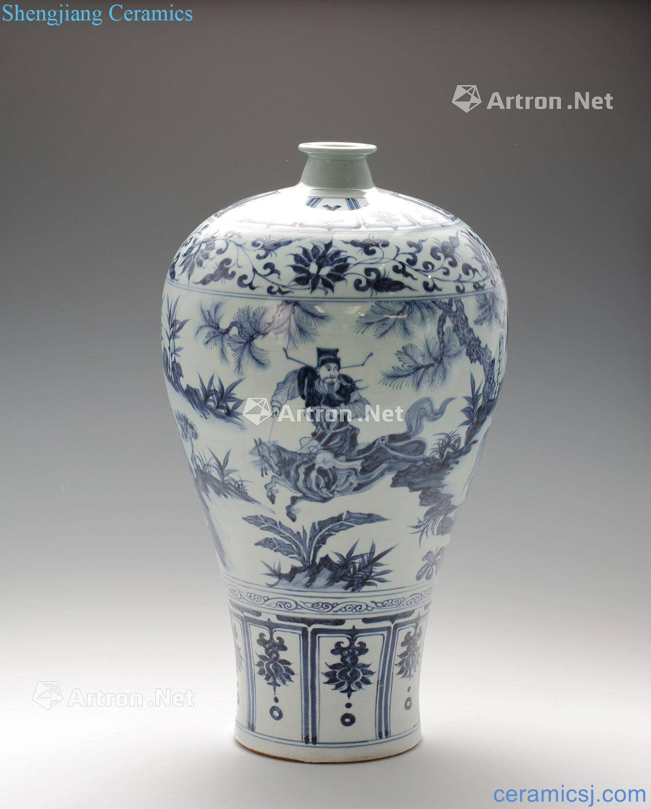 yuan Blue and white plum bottle
