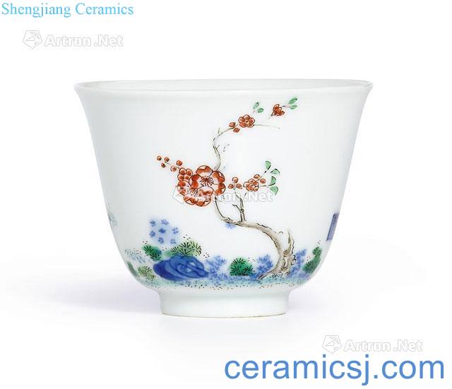 The qing emperor kangxi The colorful hibiscus flora cup