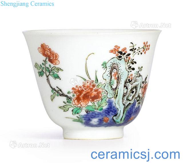 The qing emperor kangxi Colorful peony carnation god of cup