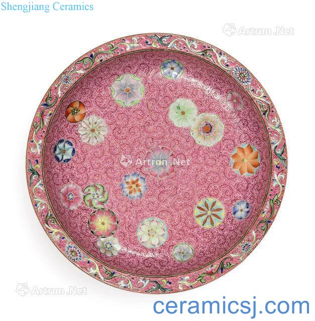 Qing qianlong pastel pink icing on the cake ball patterns to fold along the plate