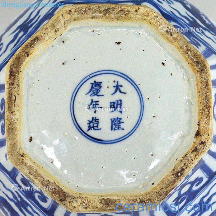 Ming longqing Blue and white YunLongWen eight arrises cans