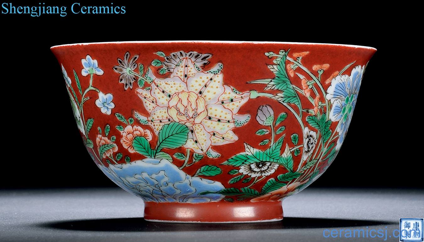 The qing emperor kangxi Drive makes coral red color 9 autumn bowl