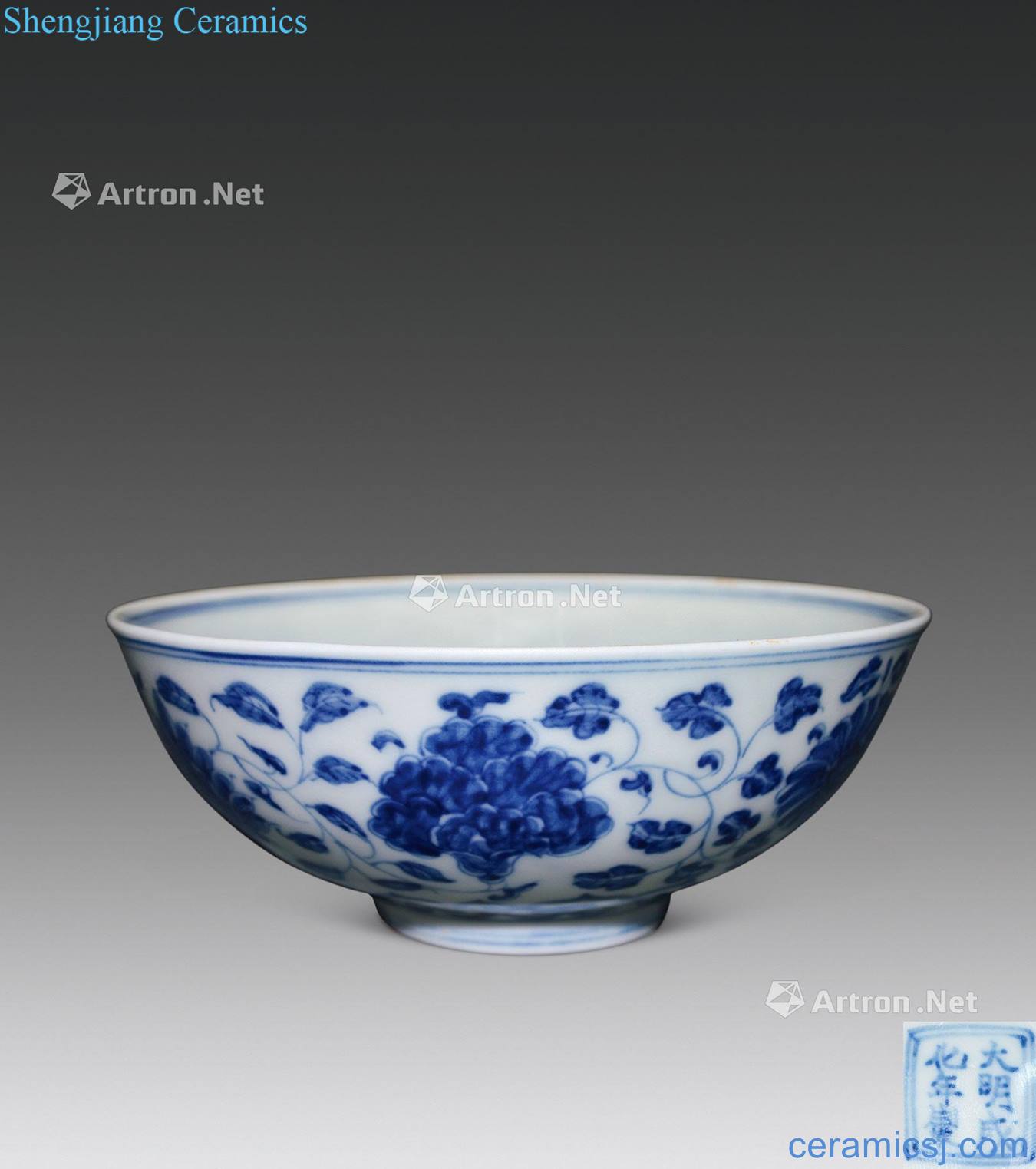 in Blue and white Sanskrit flower bowls