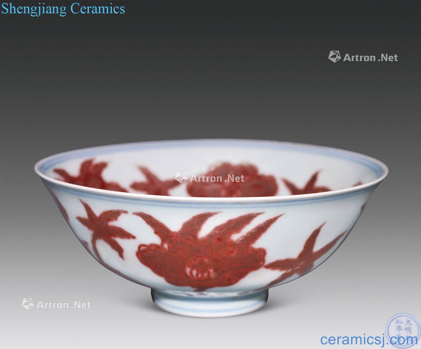 in Youligong hibiscus coccineus green-splashed bowls