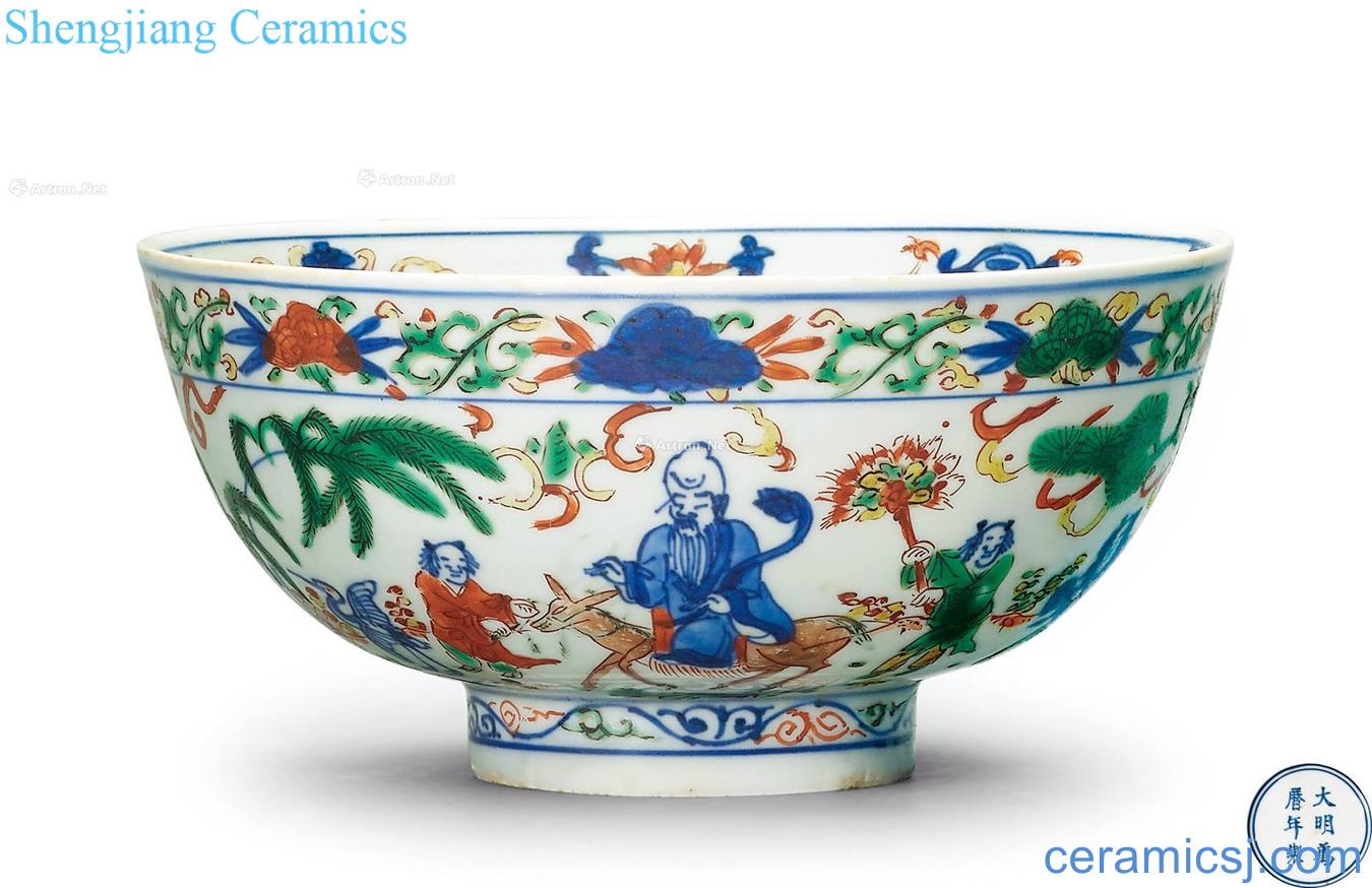 Ming wanli Colorful group of fairy figure bowl birthday