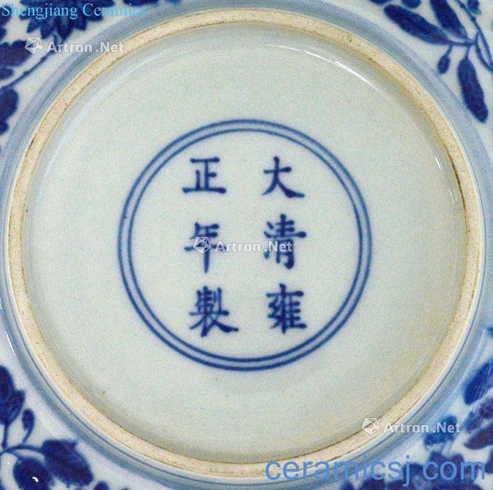 Qing yongzheng Blue and white branch lotus