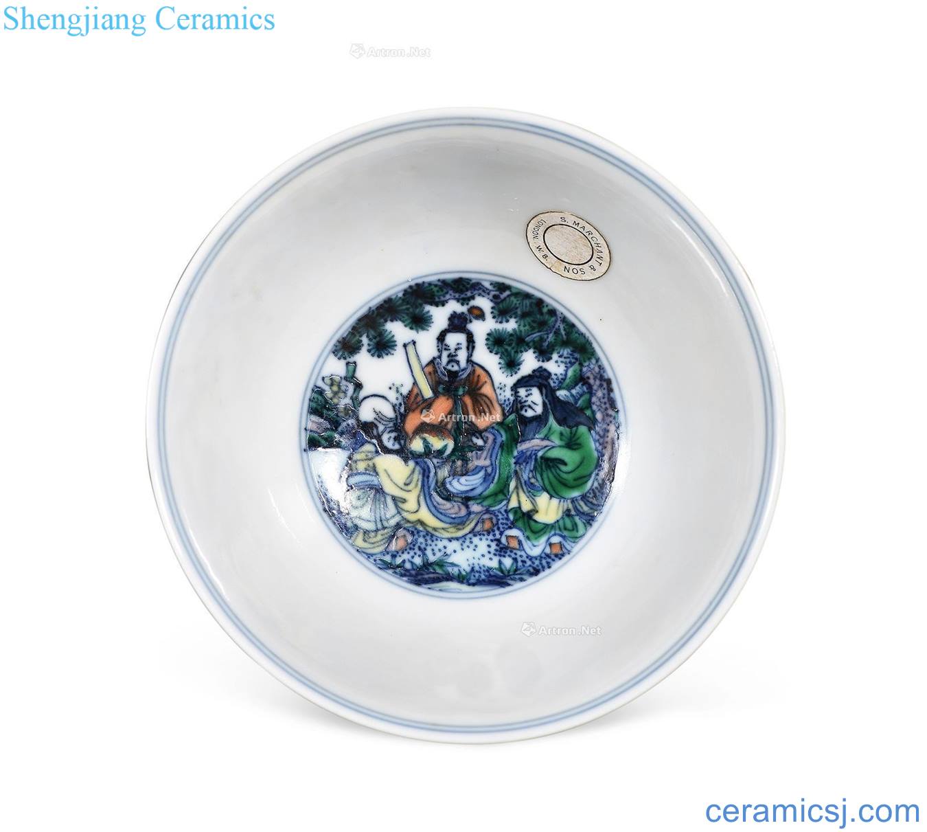 Qing qianlong bucket colorful eight immortals green-splashed bowls