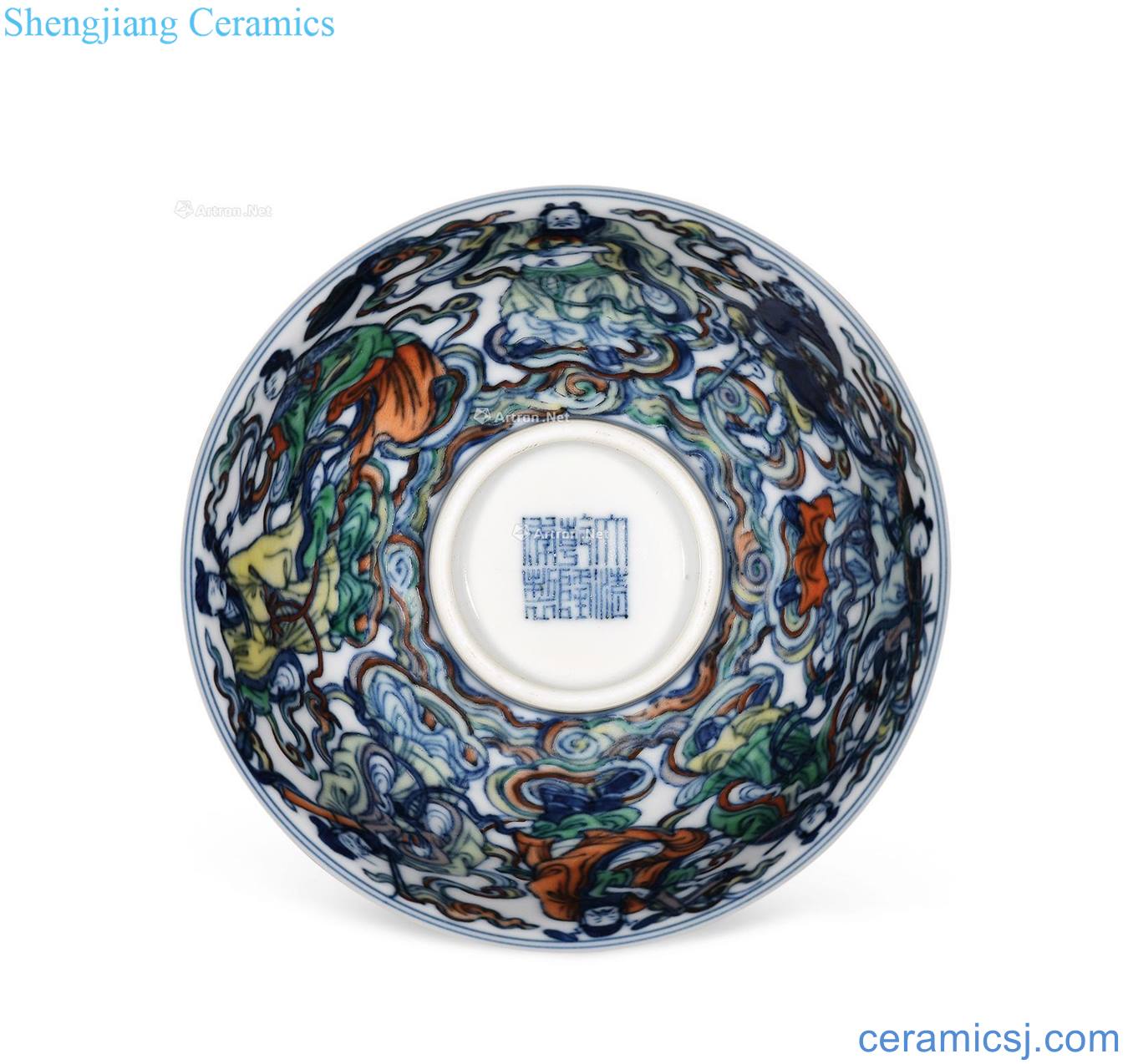 Qing qianlong bucket colorful eight immortals green-splashed bowls