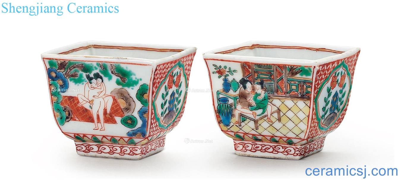 The qing emperor kangxi Colorful pornography diagram cup