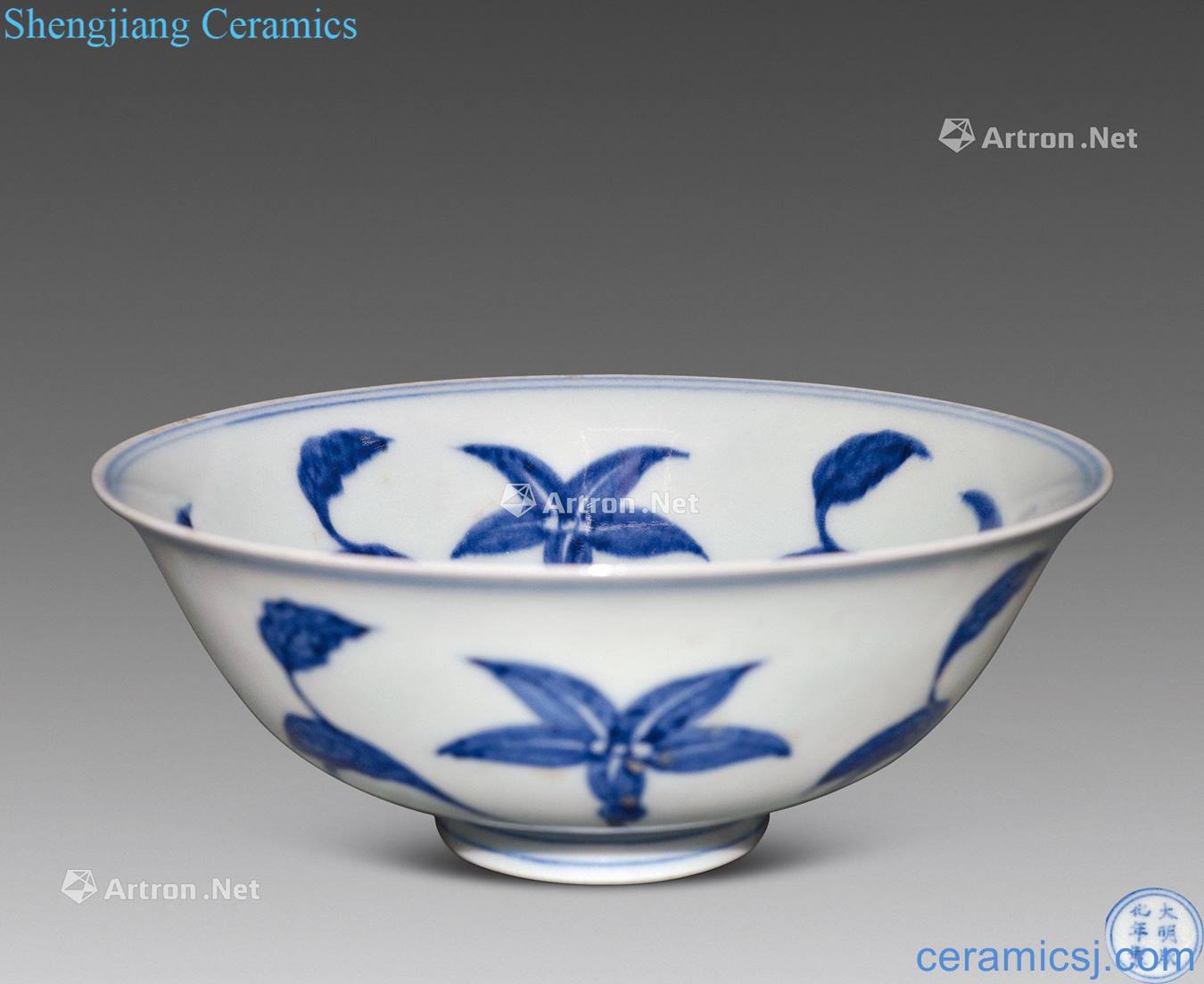 in Blue and white lilies pattern bowl