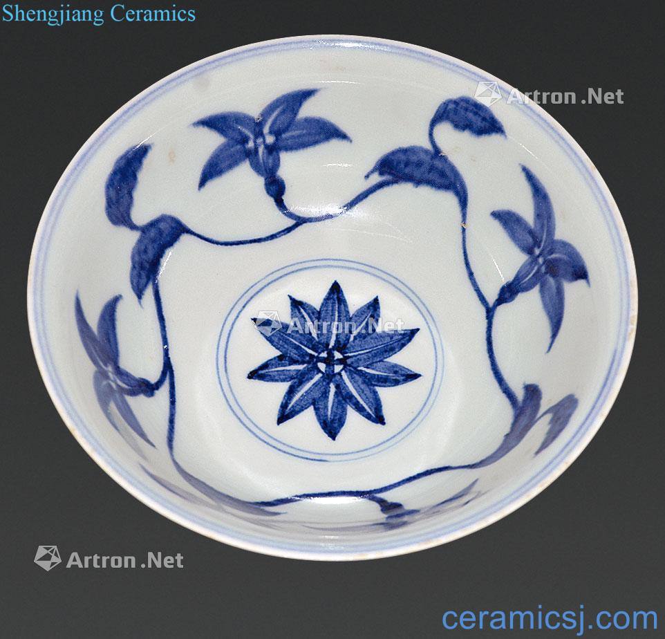 in Blue and white lilies pattern bowl
