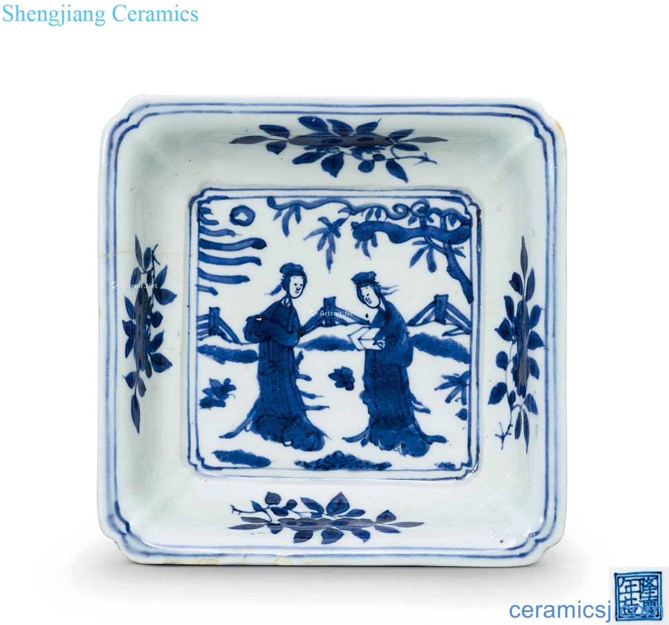Ming longqing Blue and white had Angle square plate