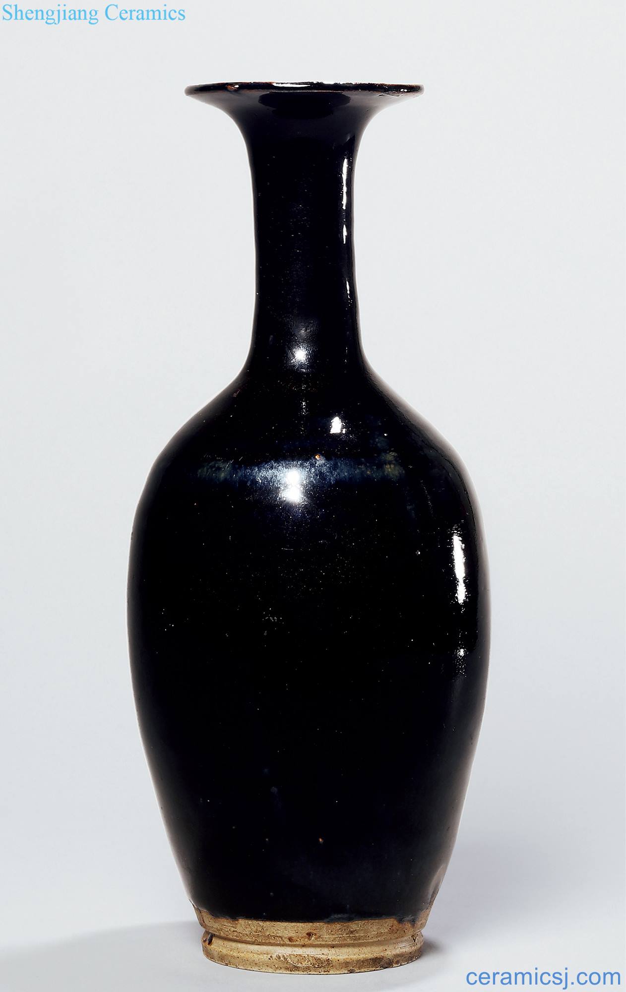 Gold - yuan The black glaze net bottle