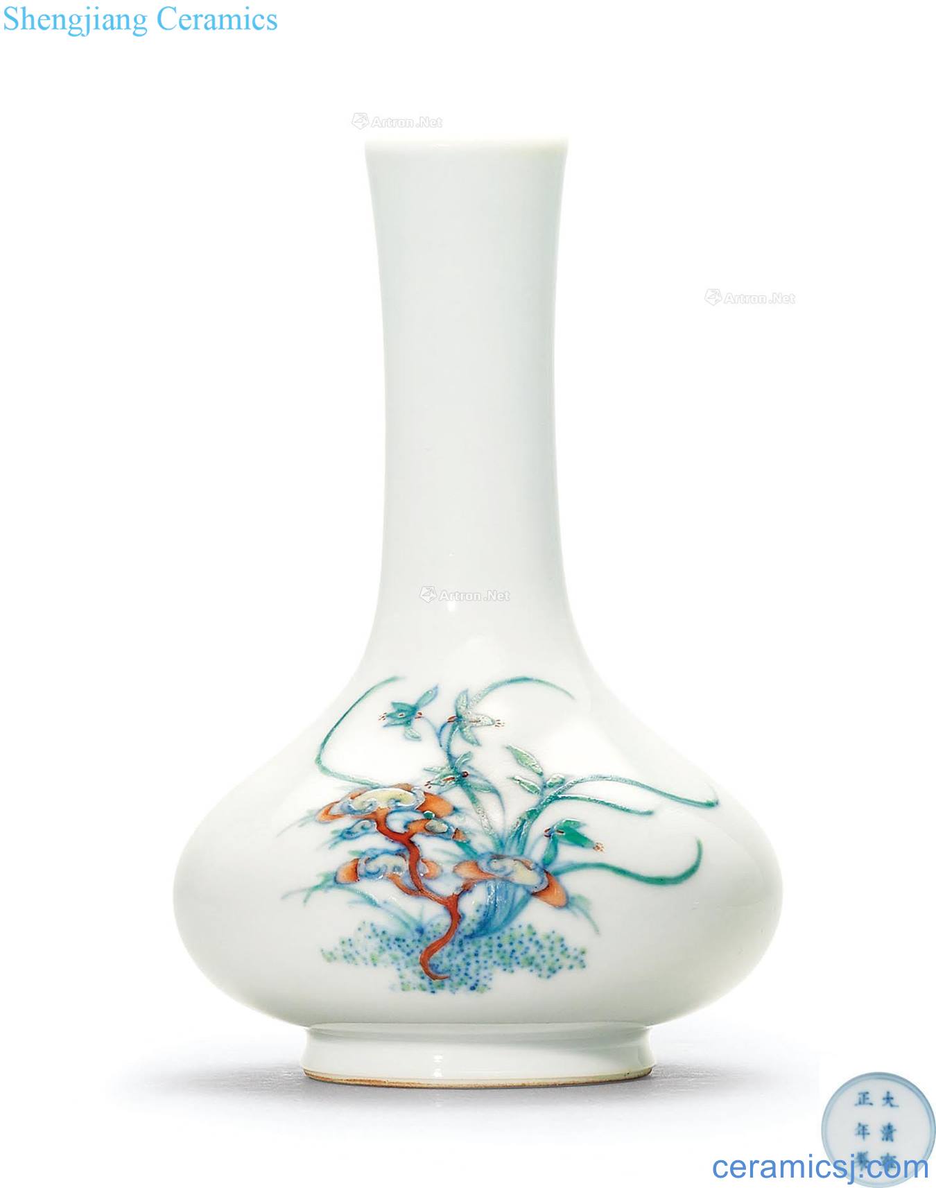 Qing yongzheng Dou color poetic lines bottle age