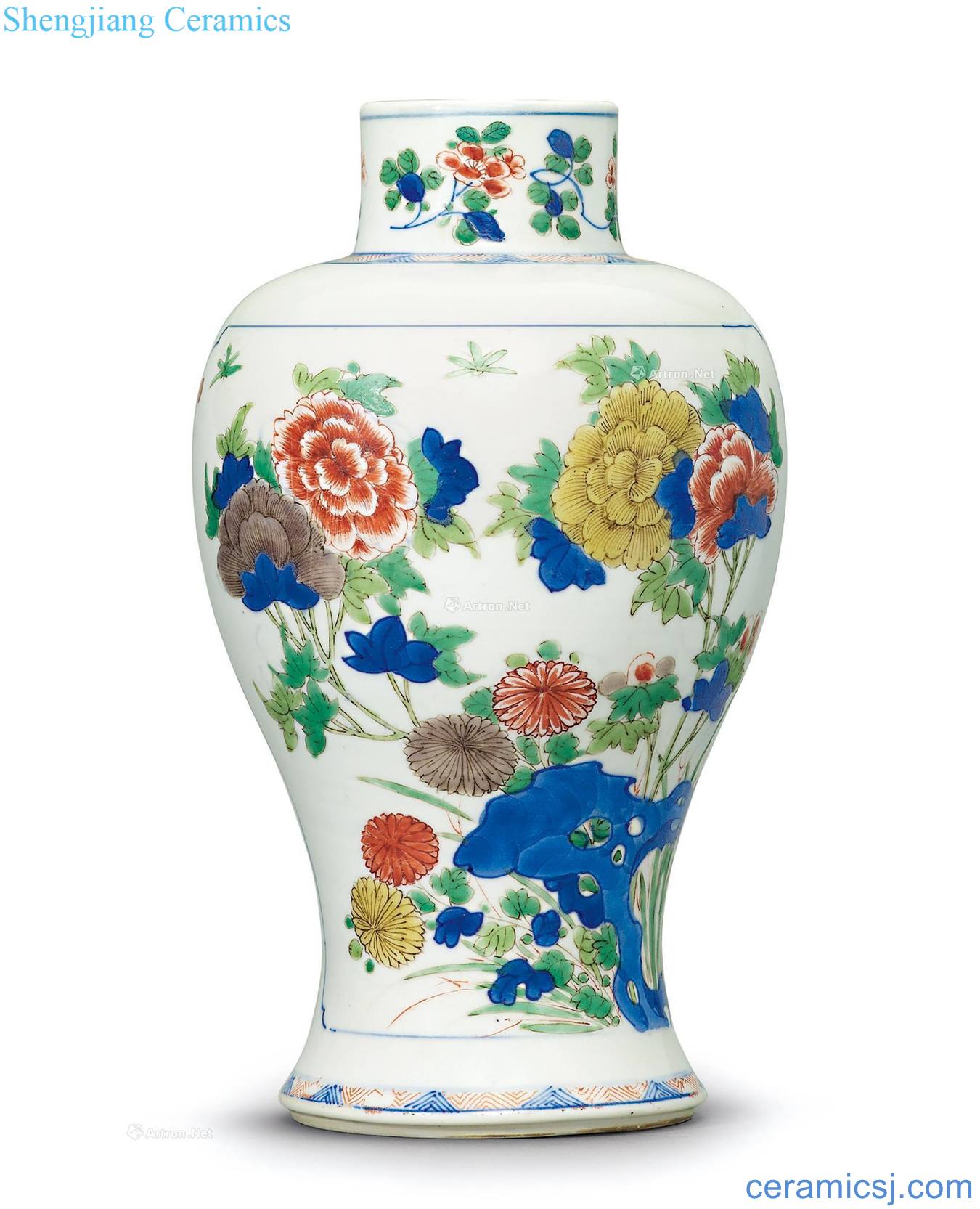 The qing emperor kangxi colorful life of stone mei bottle medallion and flowers and birds