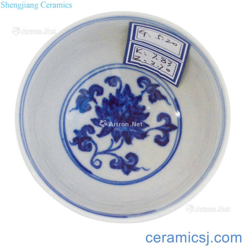 Ming xuande Blue and white tie up branch lotus heart bowls