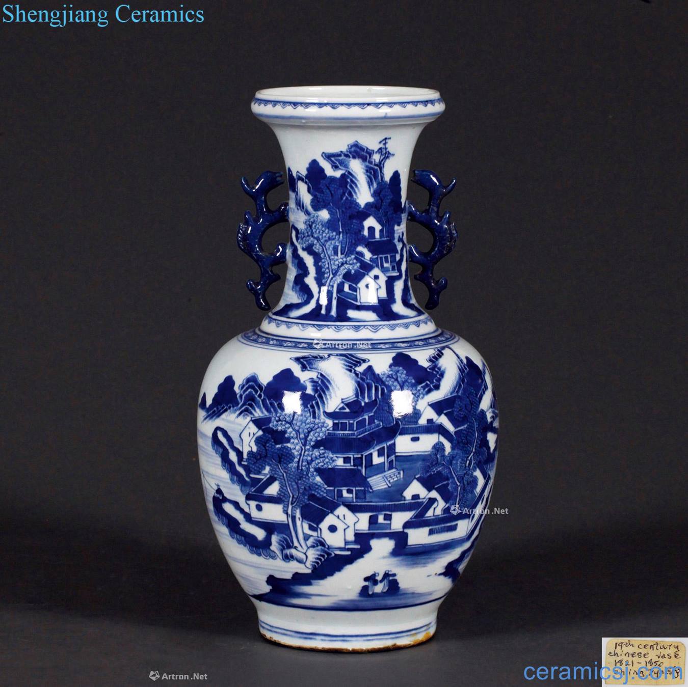 Qing qianlong With the blue and white landscape