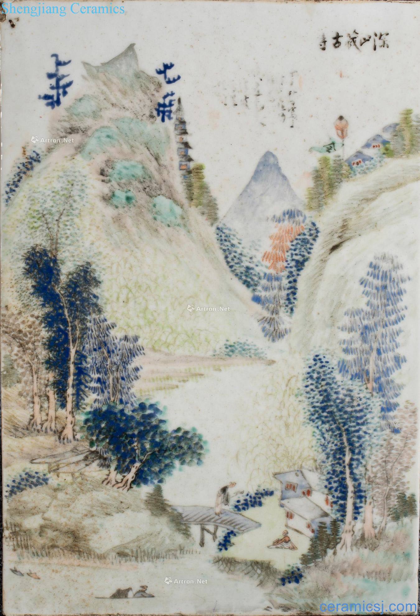 Cheng door reign of qing emperor guangxu shallow color landscape porcelain plate