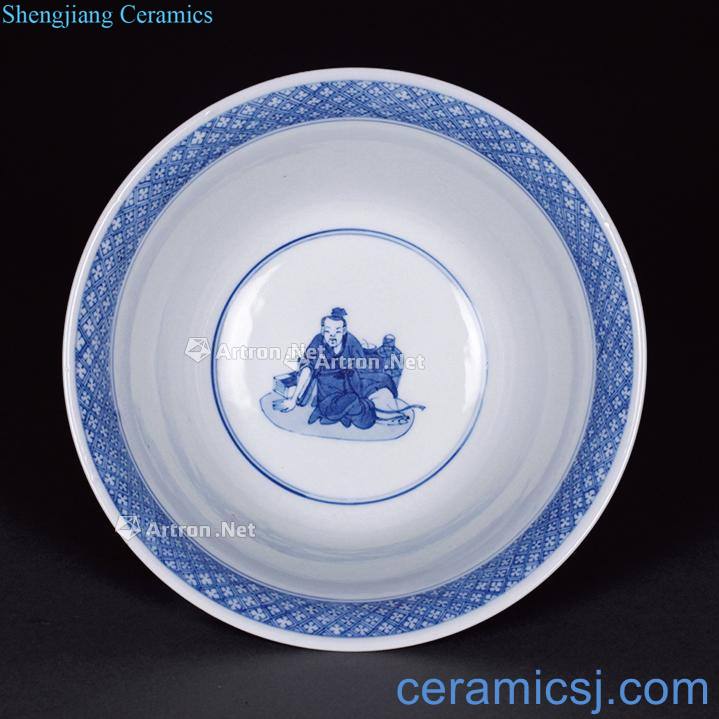 The qing emperor kangxi Blue and white characters bowl