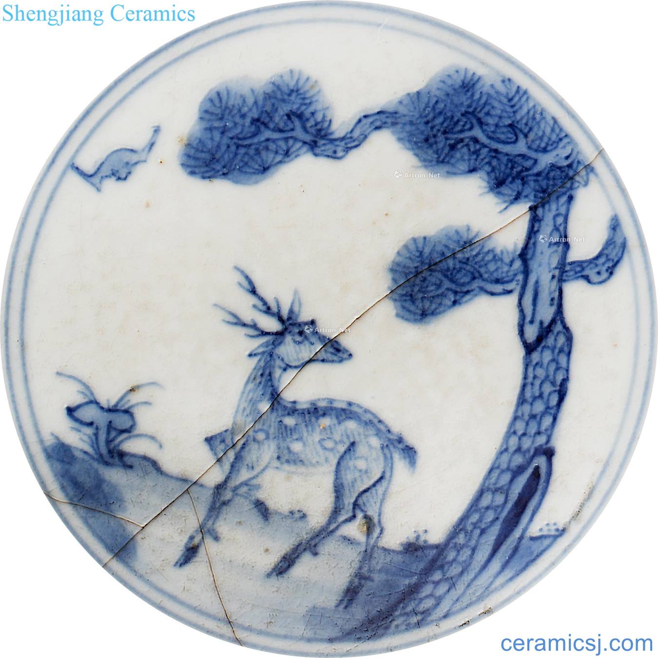 The qing emperor kangxi porcelain bat deer green-splashed bowls