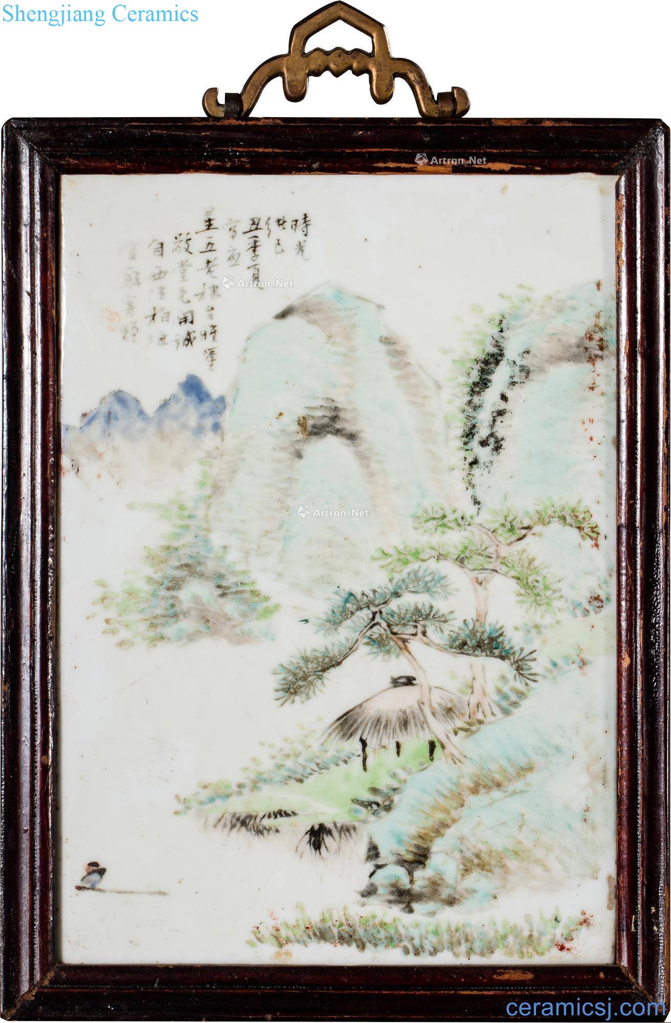 Qing guangxu shallow color landscape porcelain plate