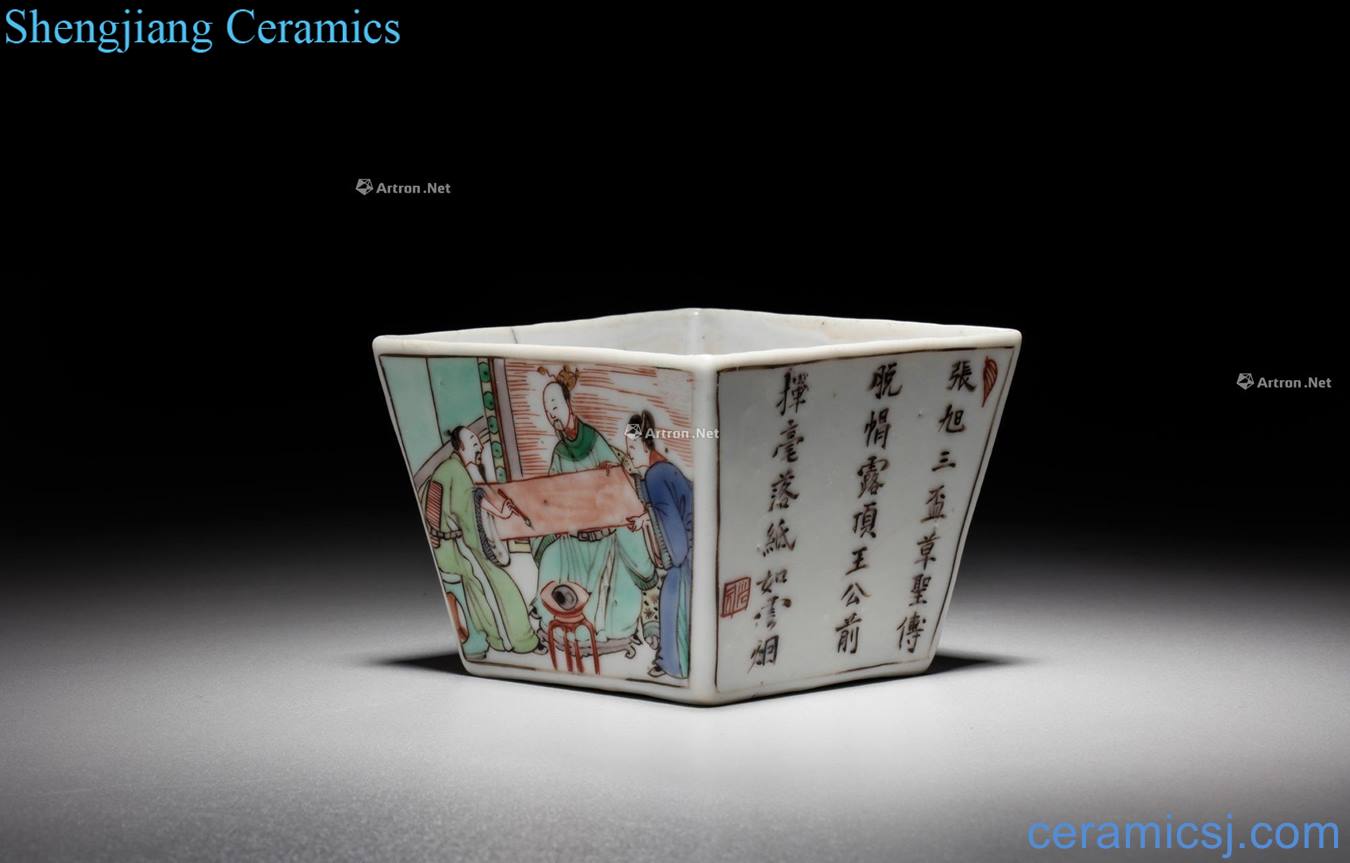 The qing emperor kangxi Verse DouFang cup colorful characters