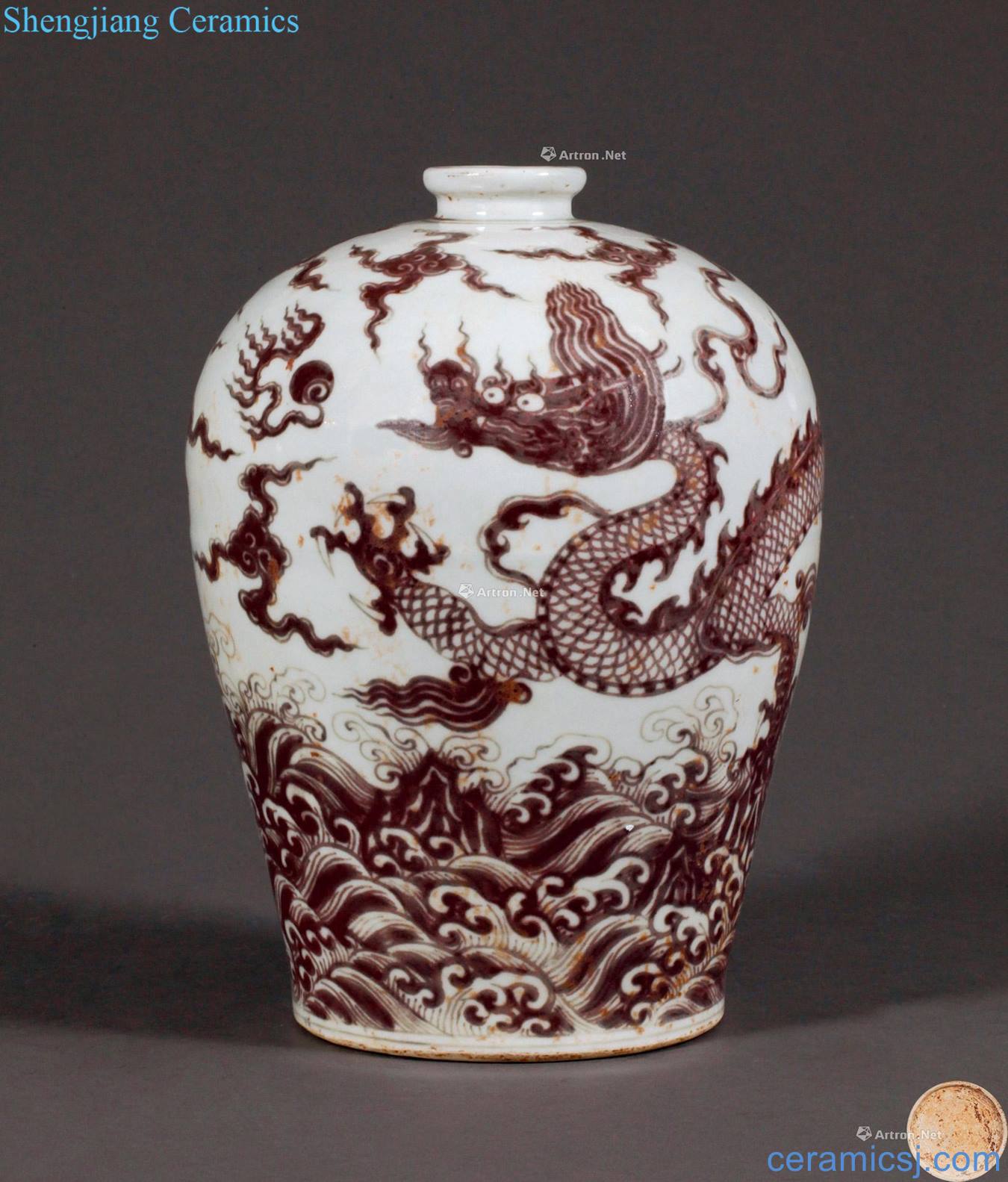 Ming yongle Youligong red dragon grain mei bottle