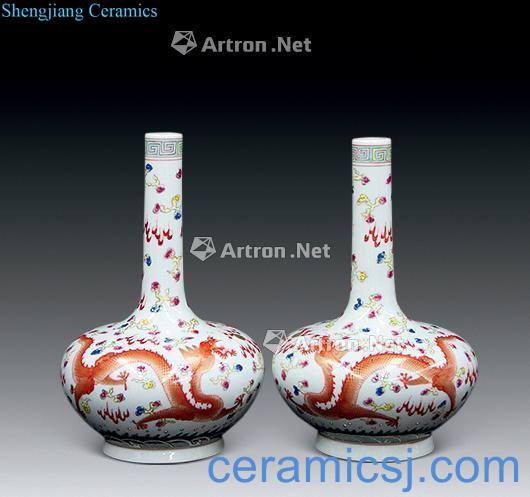 The bucket color paint dragon bottle reign of qing emperor guangxu (a)