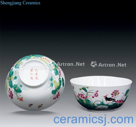 Qing xianfeng pastel lotus kingfisher bowl (a)