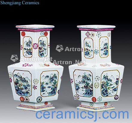 Qing jiaqing enamel paint scenery all around the diamond bottle (a)