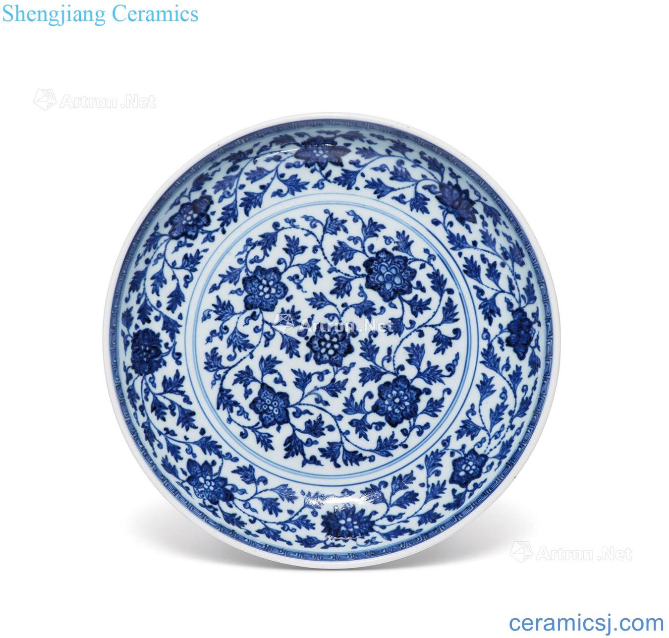 Qing yongzheng Blue and white tie up flower tray