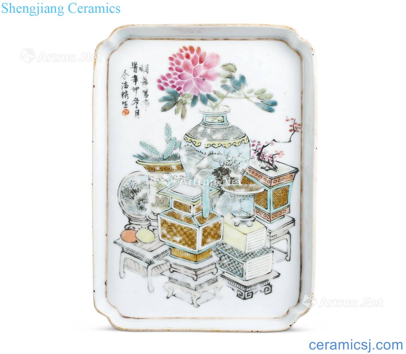 Pastel reign of qing emperor guangxu antique grain saucer