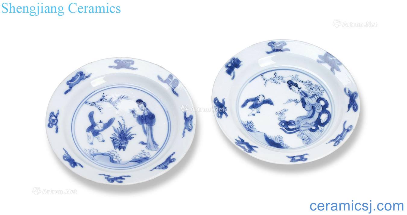 The qing emperor kangxi Blue and white characters tea tray (a)