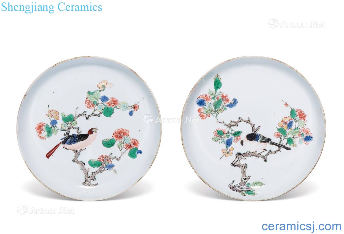 The qing emperor kangxi Colorful folding branches of flowers and birds plate (a)
