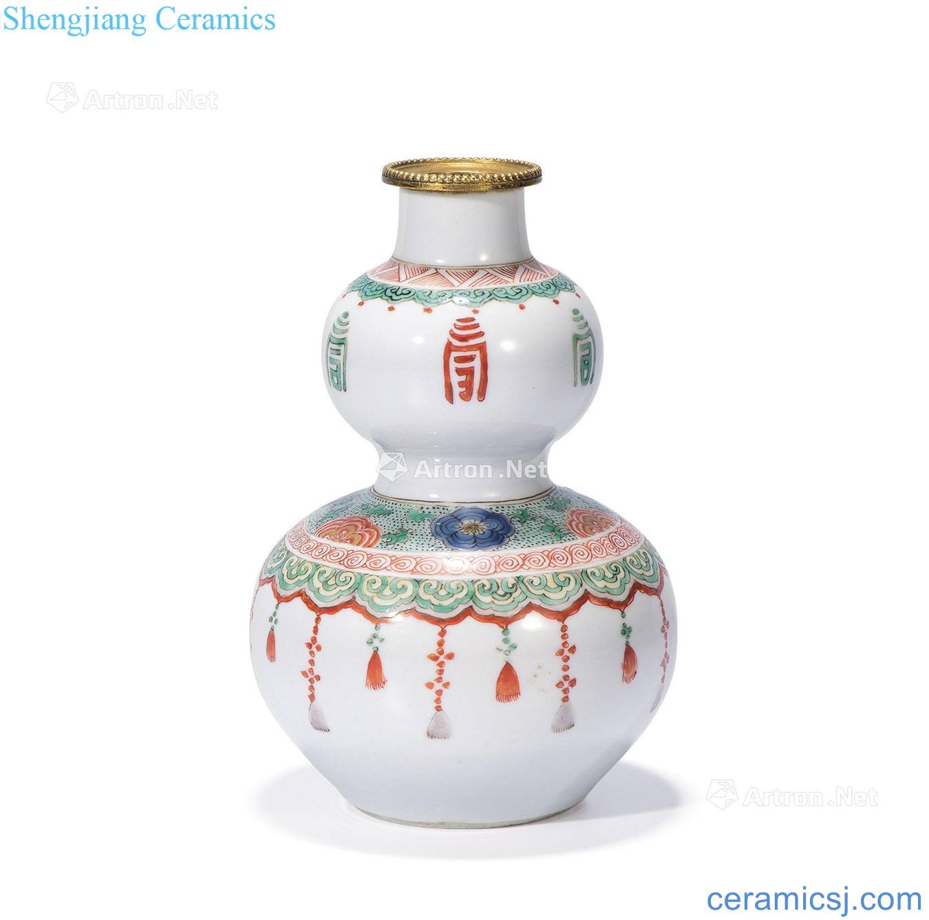Colorful wreaths all lines of the reign of emperor kangxi small gourd bottle