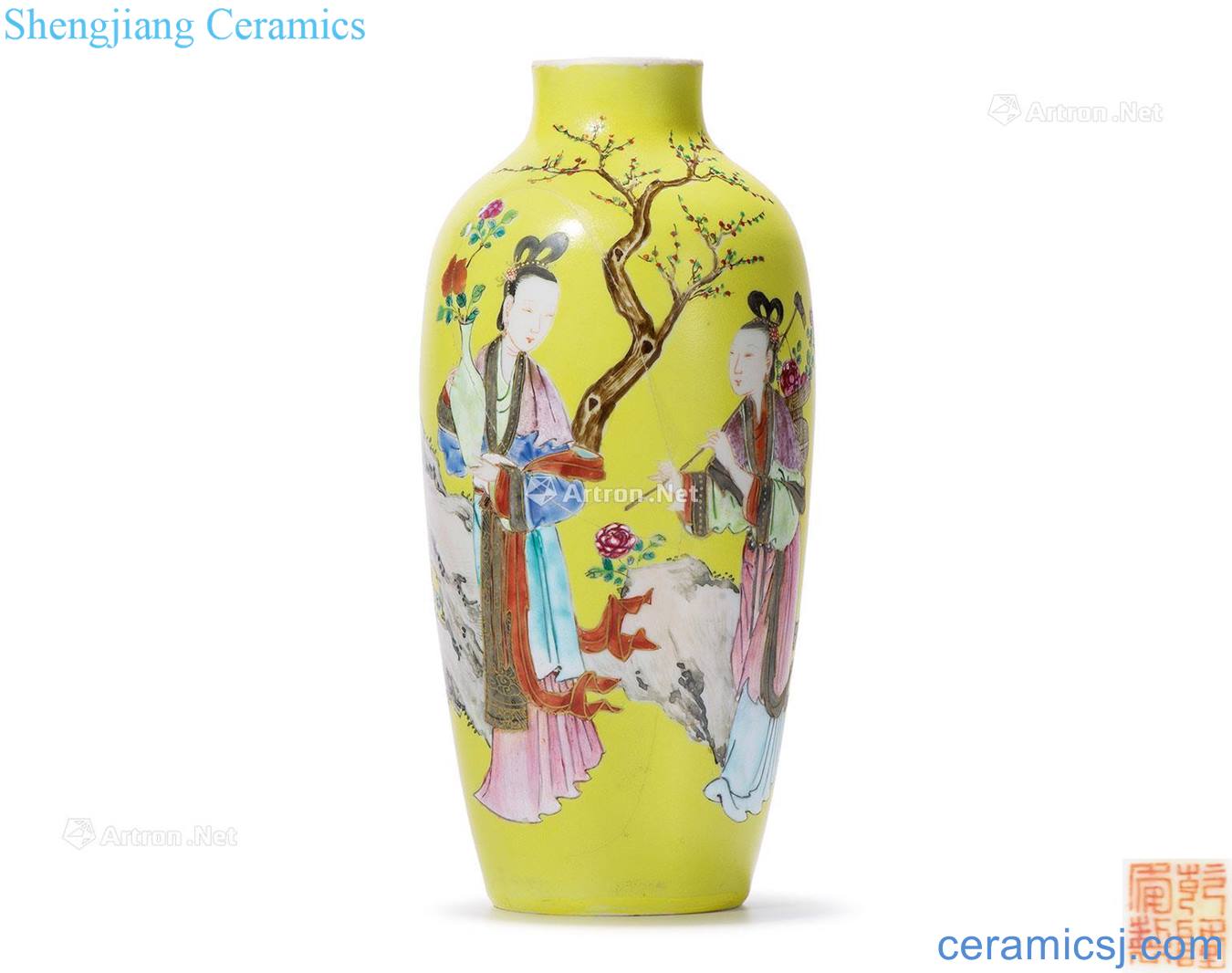 Qing qianlong to pastel yellow bottle had
