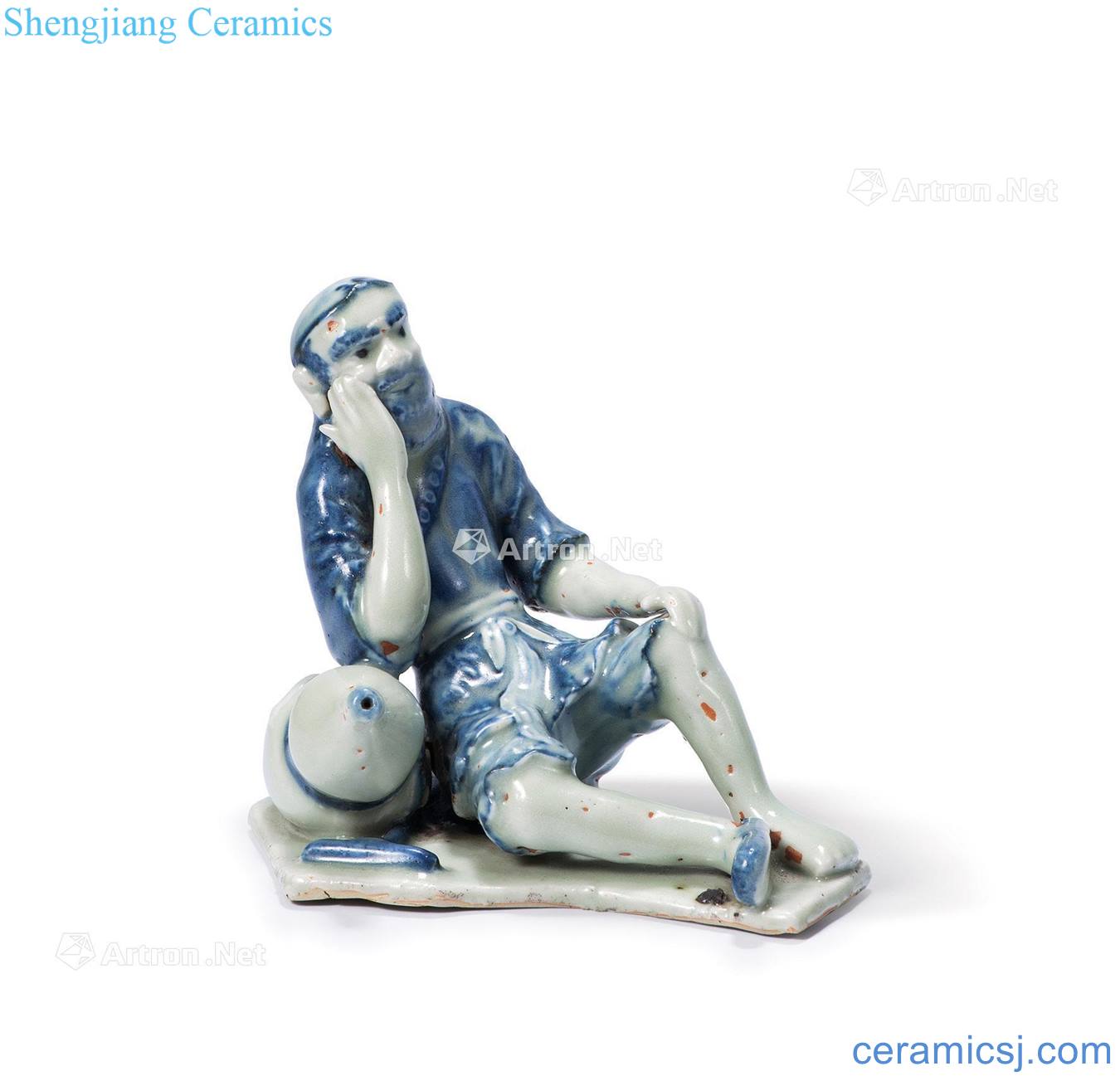 Ming Blue and white porcelain turn iron lee's statue