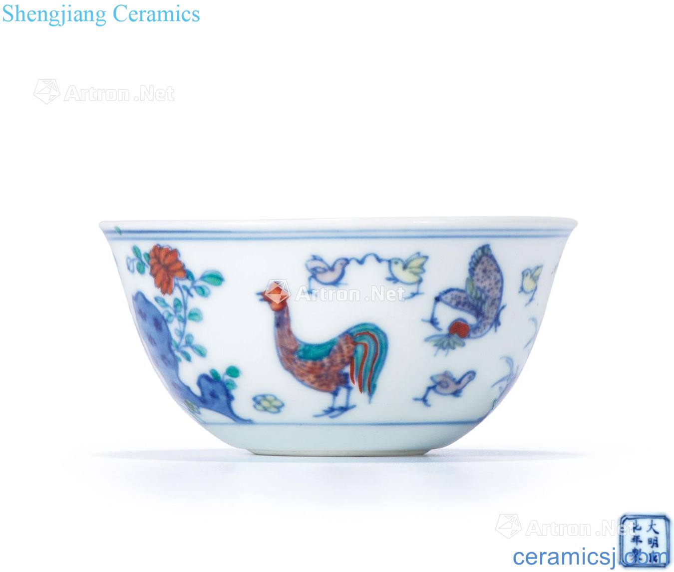 The qing emperor kangxi color bucket cylinder cup chicken